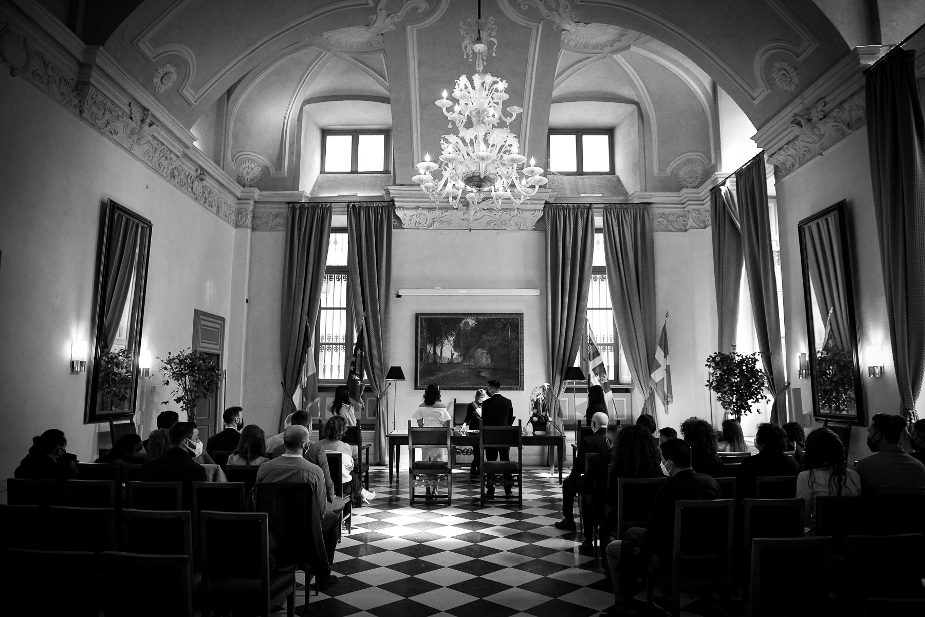 Wedding reception at dusk